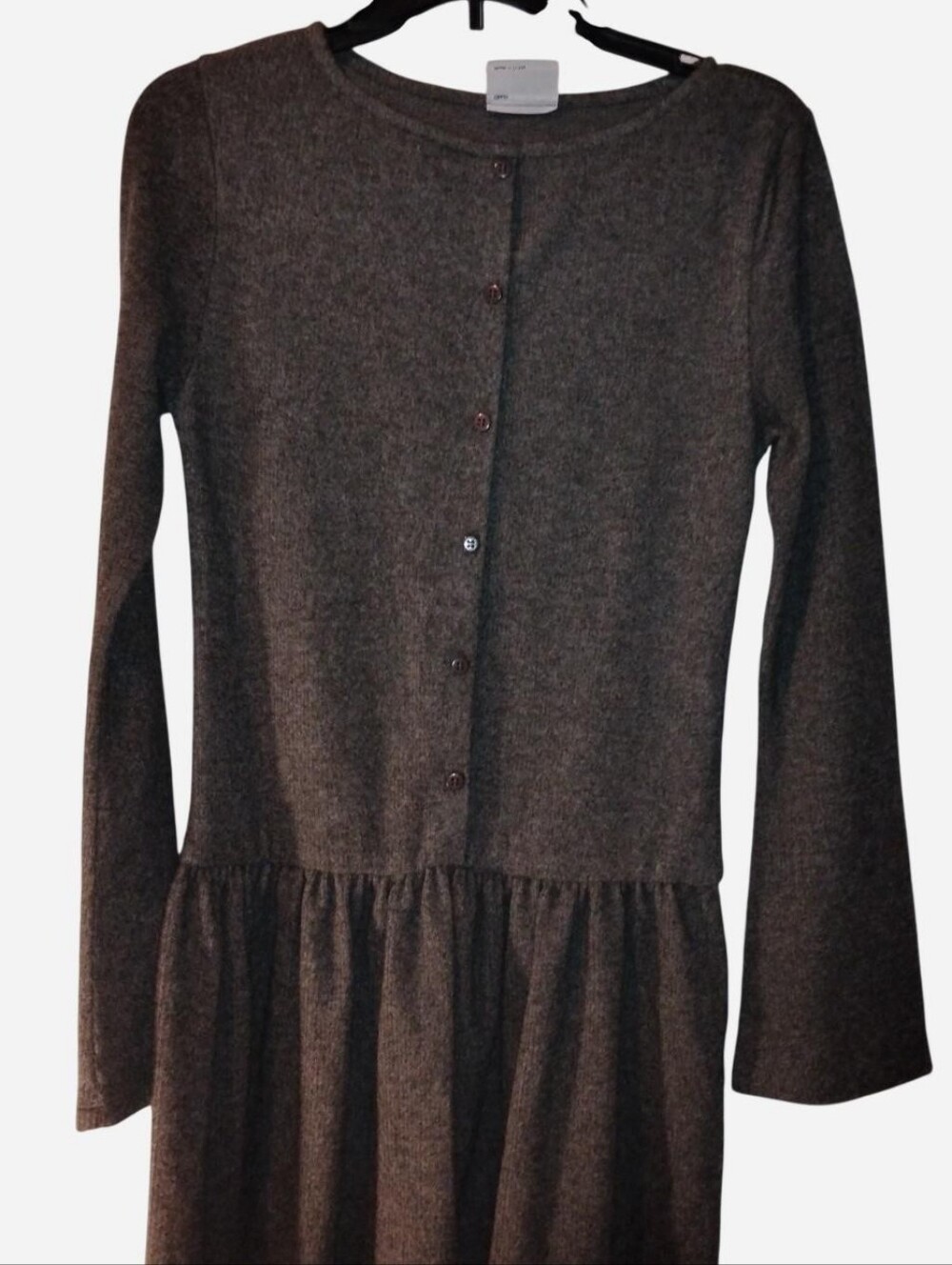 ASOS DESIGN Gray Knit Button-Front Peplum Mini Dress - Size M (US 8-10)